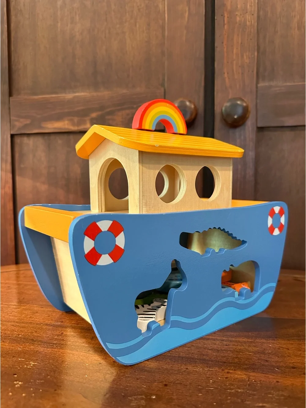Wooden • Boat with animals • kids toy • so cute!
